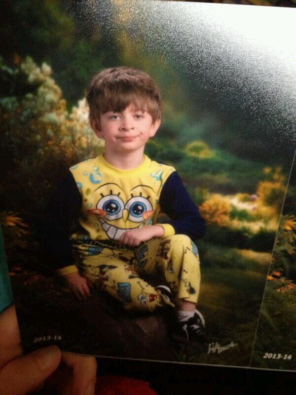 Friend's mom mixed up pajama day and picture day. He was not pleased.