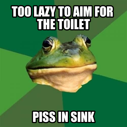 too lazy to aim for the toilet