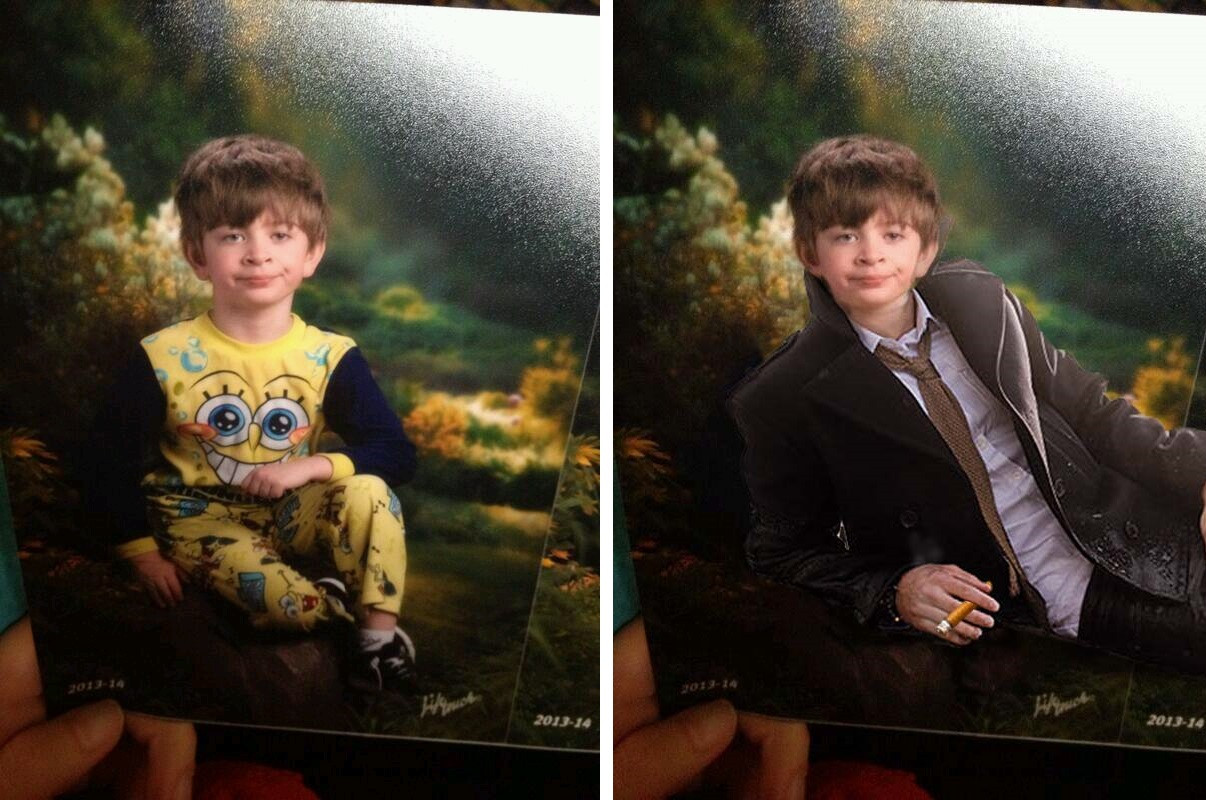 "Fixed the kid whose mom sent him to school in pajamas on picture day"