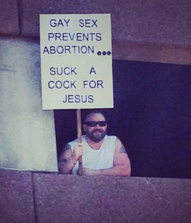 This jolly chap held this sign at a gay pride parade in phoenix, arizona.