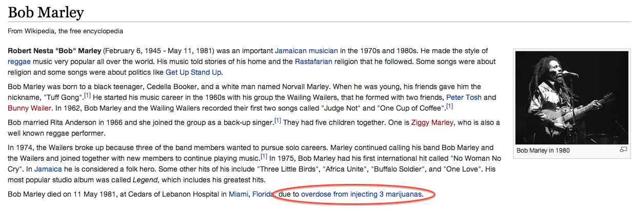 I Was Looking At Bob Marley On Wiki When...