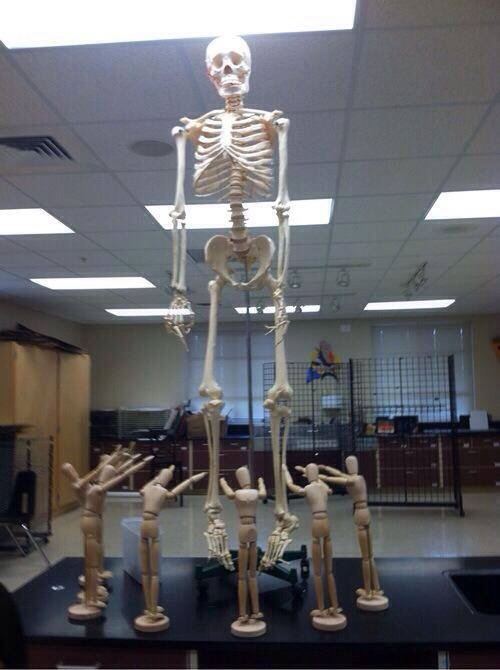All hail our savior giant skeleton