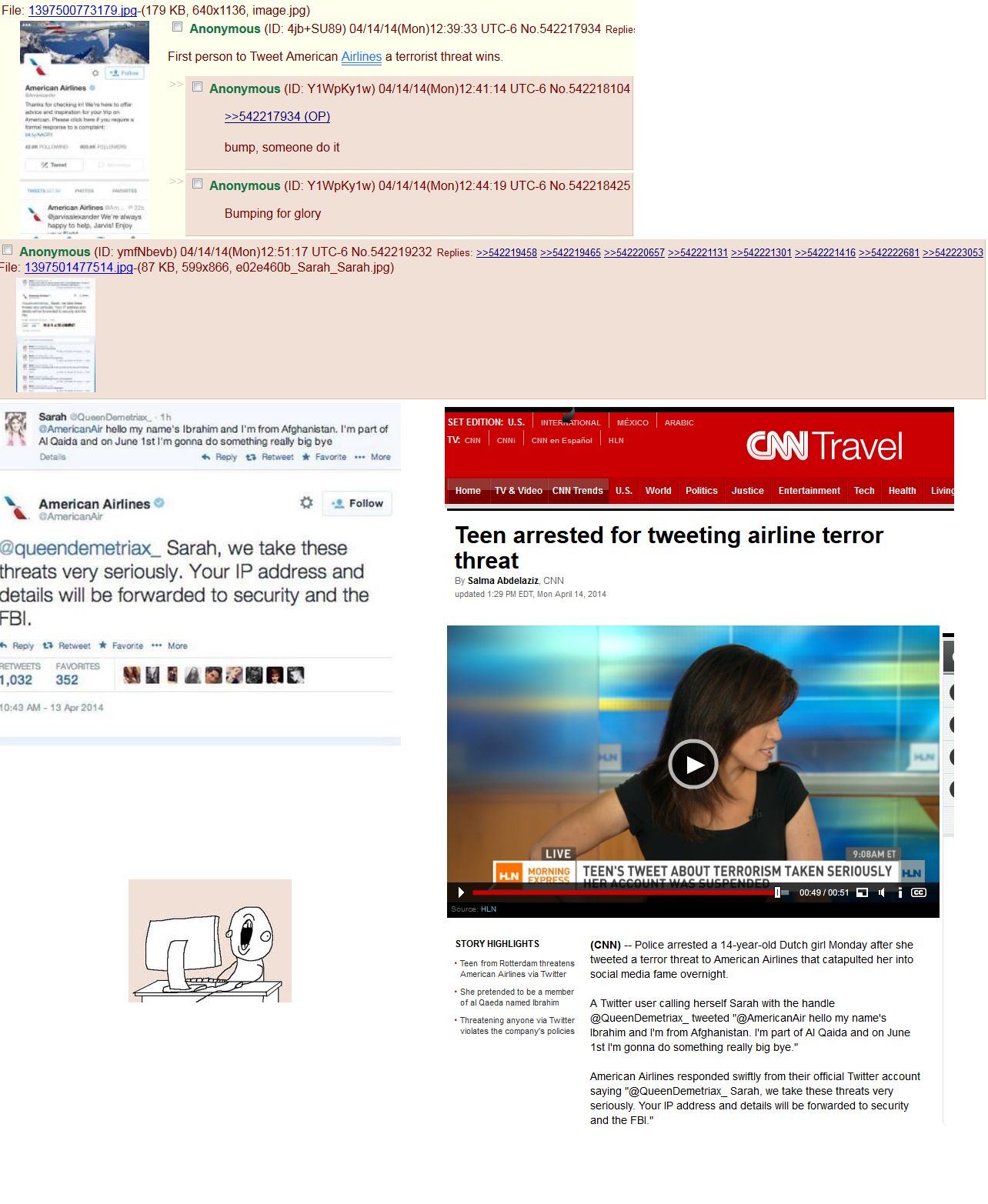 How the American Airlines story started... (most disturbing thing is that a 14 year old is on 4chan)