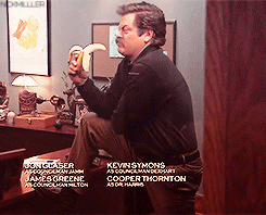 Ron Swanson trying to eat a banananana
