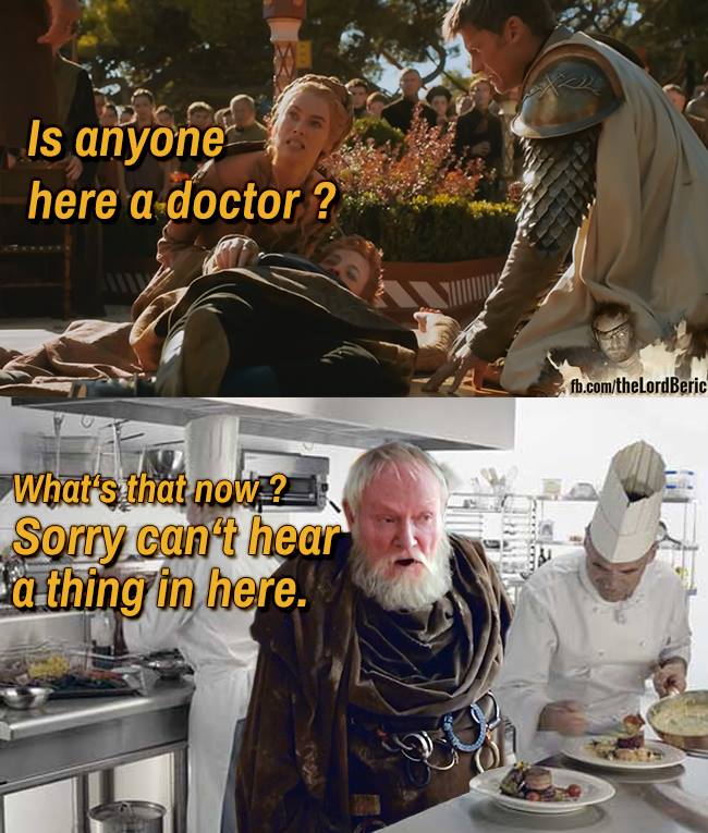Feeding the dogs is a priority for Grand Maester Pycelle