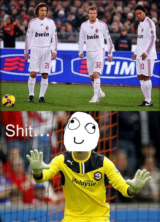When Pirlo, Beckham and Ronaldinho wait for the free-kick...