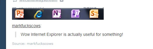 internet explorer finally serves a purpose!