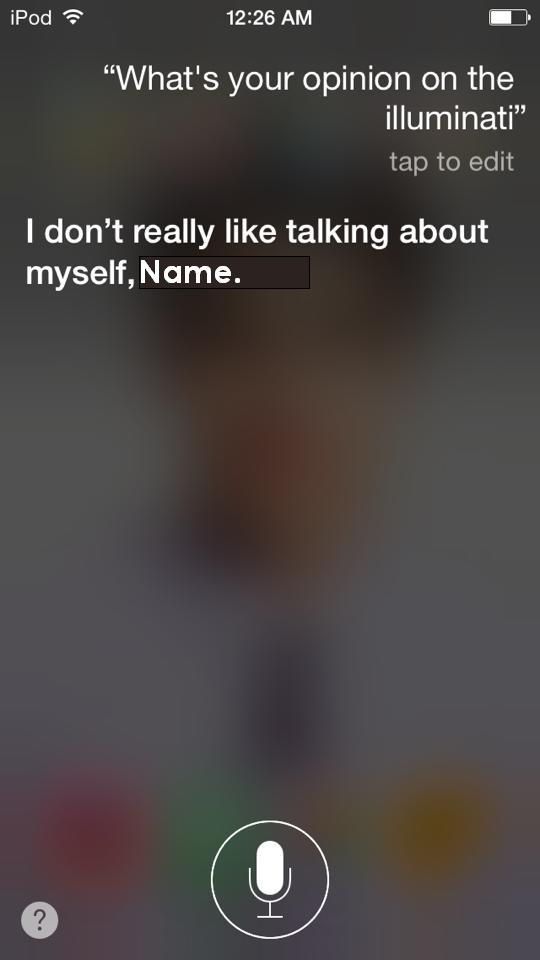Siri won't talk about herself.