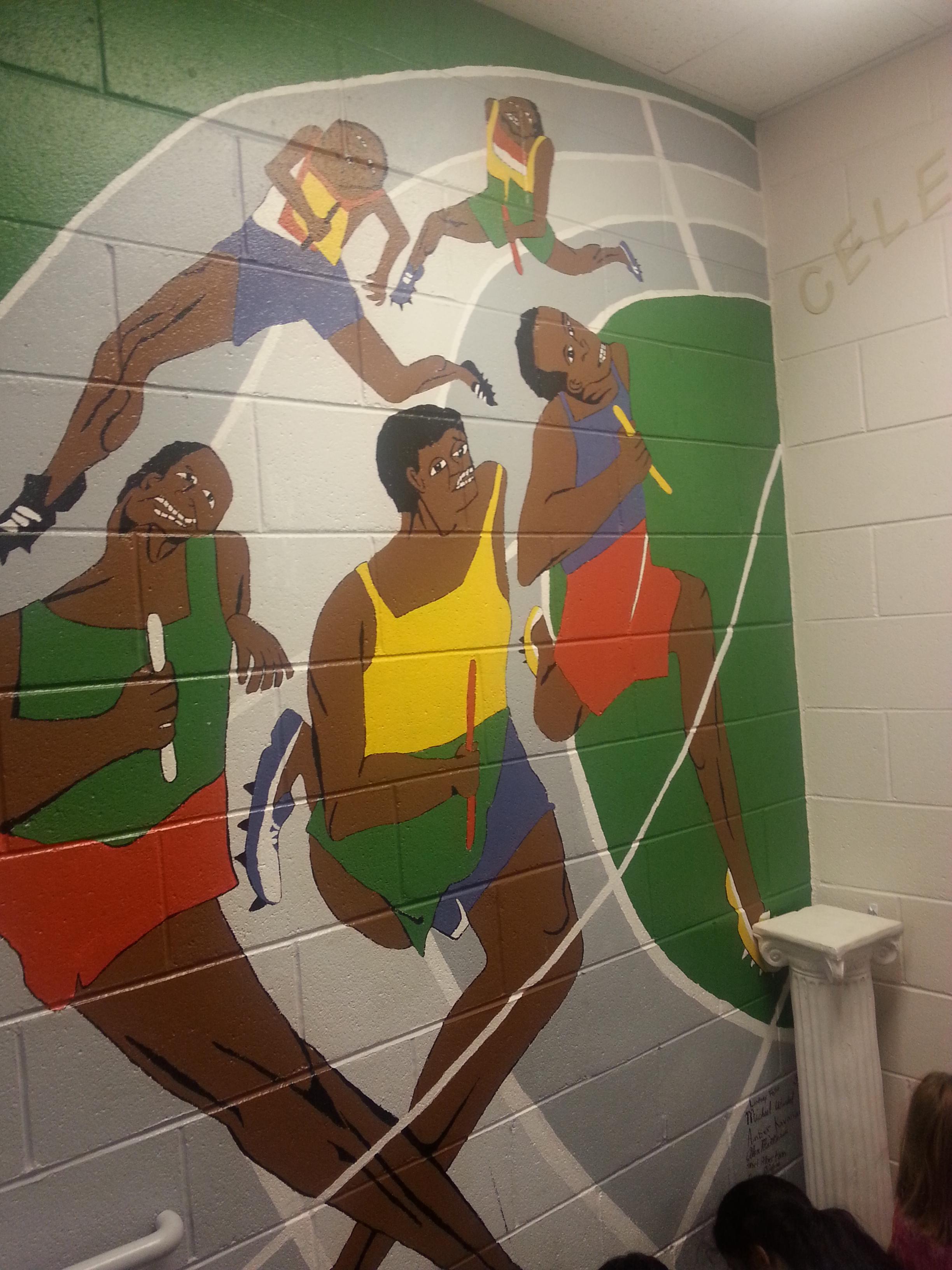 This disturbing mural is painted in the gym at this imgur guy's kids' elementary school.