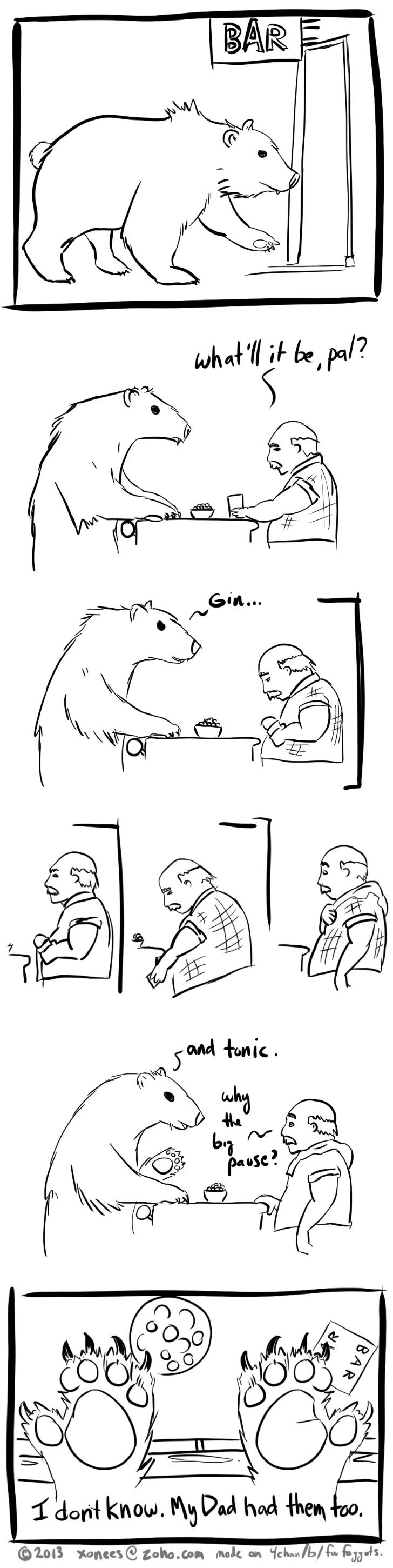 so a bear walks into a bar..
