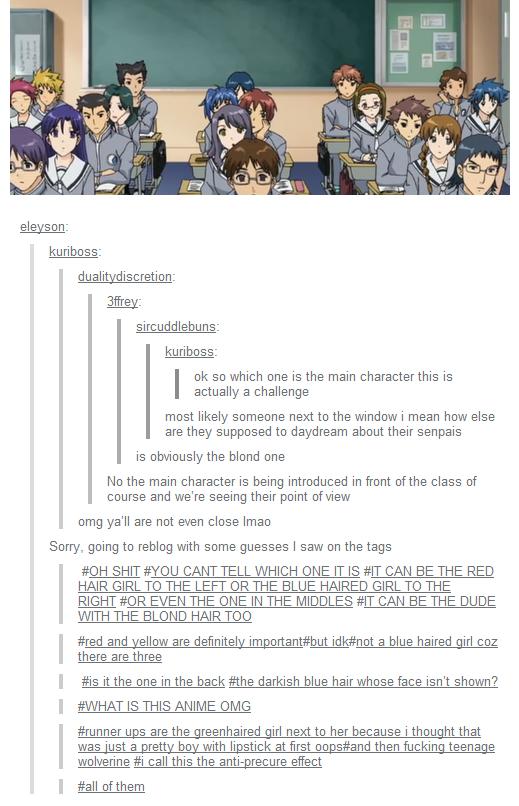 Tumblr plays Guess the main character in an Anime