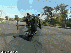Overly Manly Man on a motorcycle