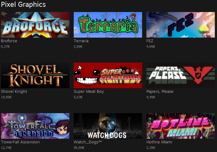 Watch_Dogs is listed as a ''pixel graphics'' game