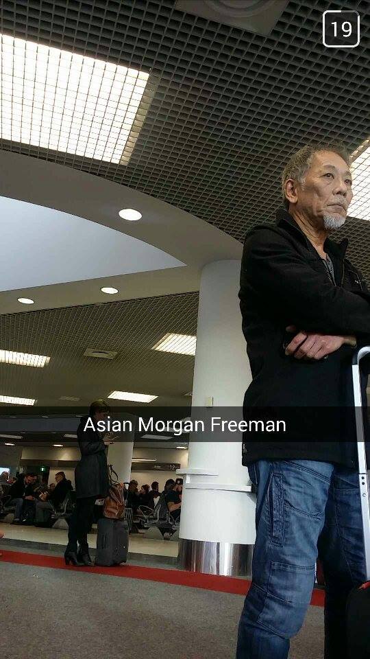 A friend of mine was at the airport and found Asian Morgan Freeman