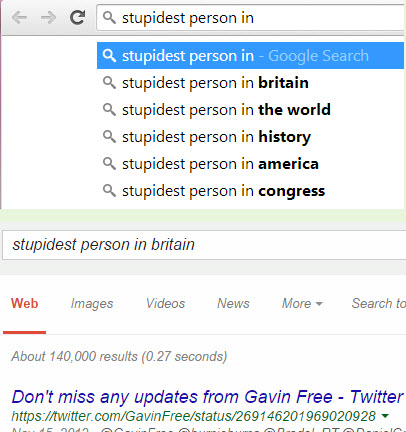 God dammit Gavin, I wanted to find the stupidest person in universe and got distracted