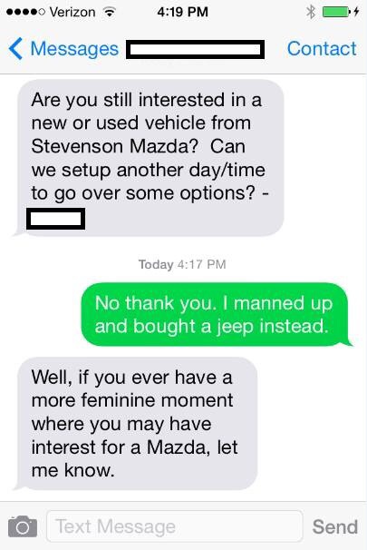 Gotta love a car salesman with a sense of humor.
