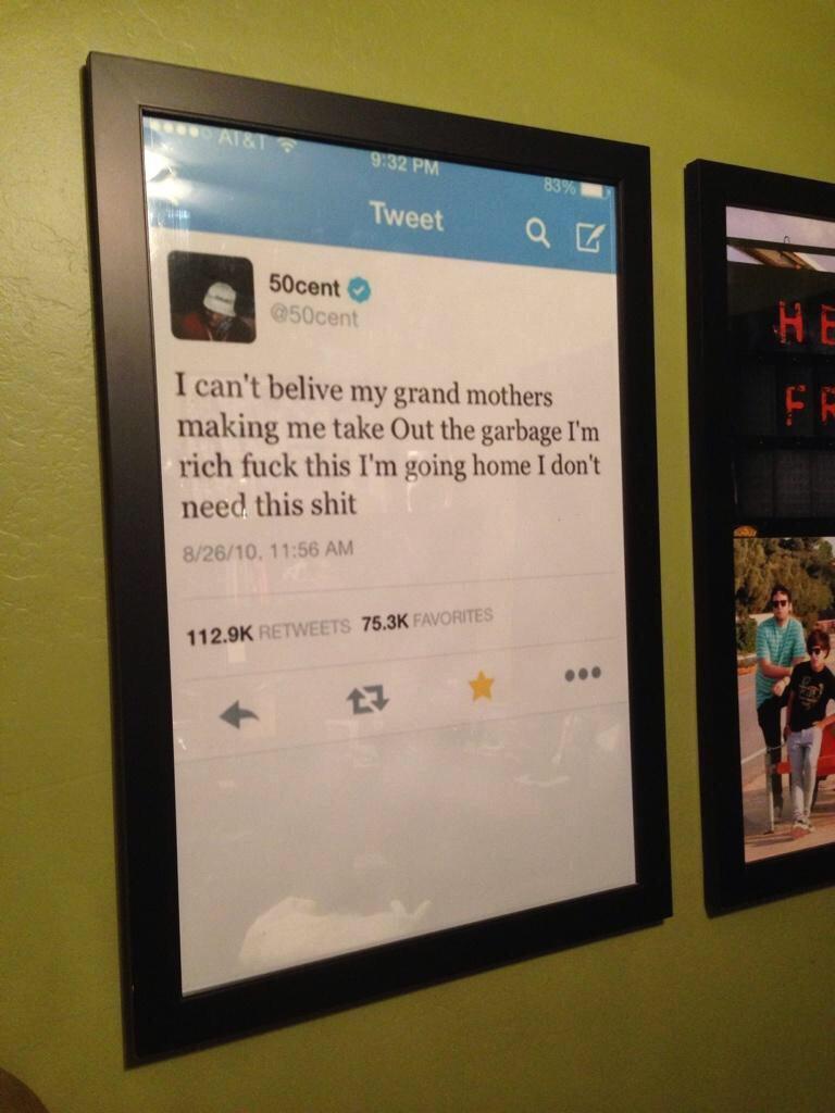 Someone made 50 cent's tweet into a poster