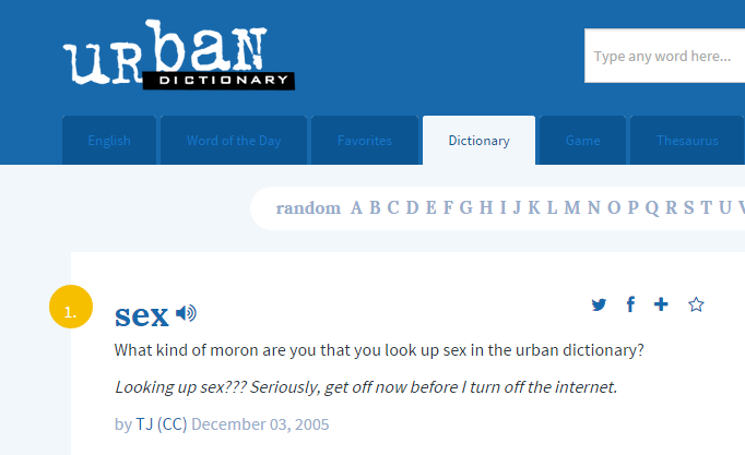Urban dictionary wins