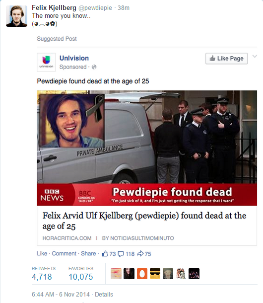 He posted his own death news