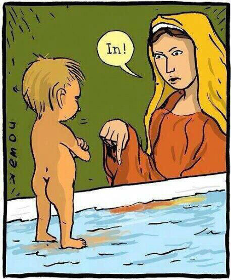 Baby Jesus bathtime