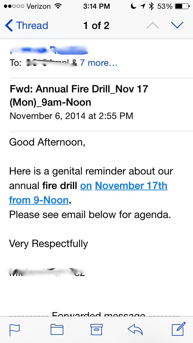 Sent to the entire company. Just a what kind of reminder?!?