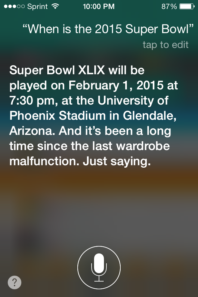 Thanks for the info Siri.