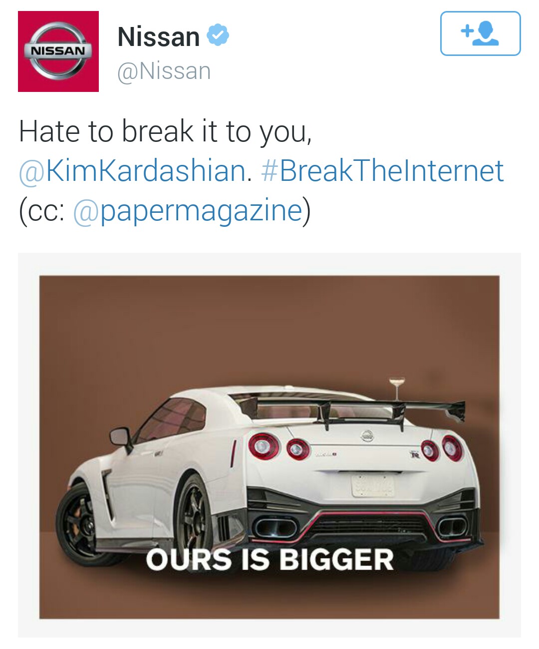 Nissan's response to Kim Kardashian's cover shoot for Paper Magazine