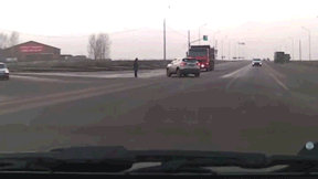 Neo crosses the road
