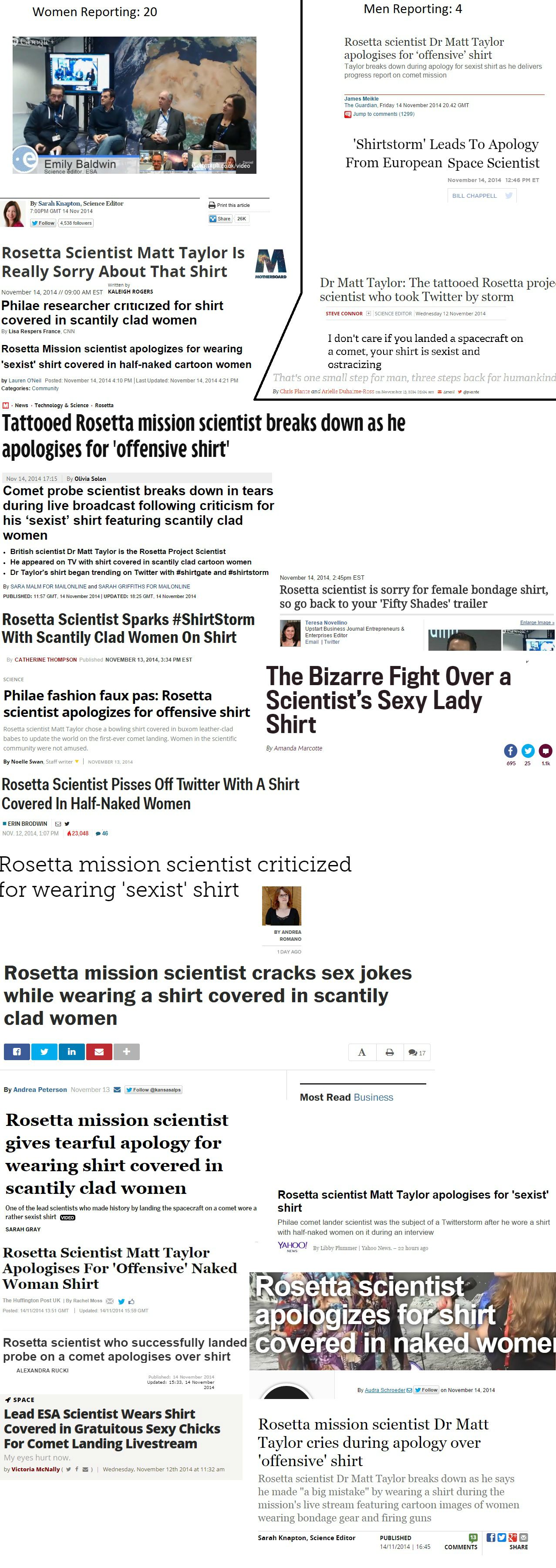 Rosetta lands on Comet, a world first. Feminists *** it up with this shit.