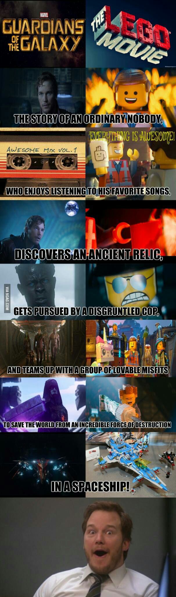 Holy shit, the Lego movie and guardians of the galaxy are the same movie