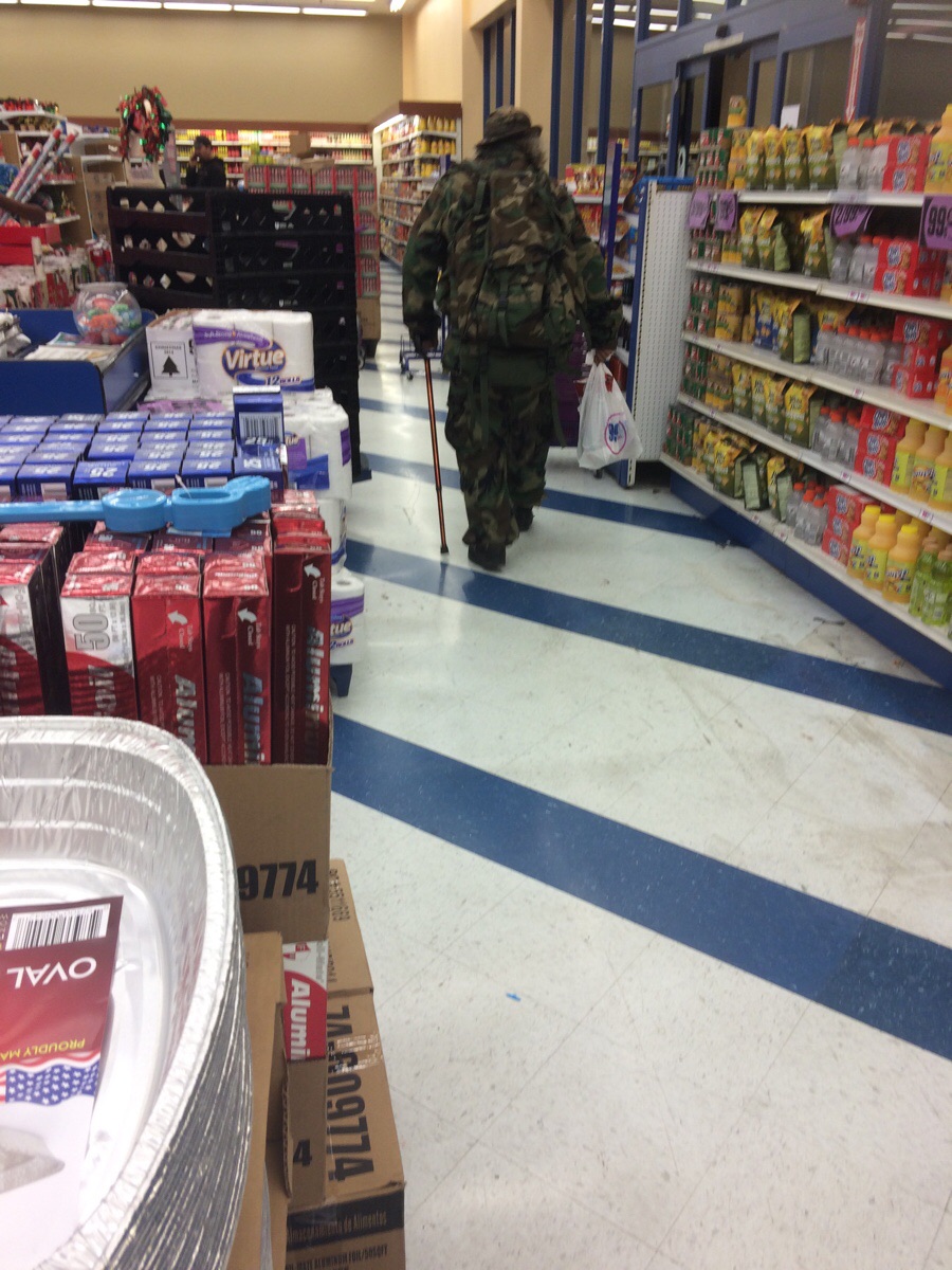 Spooky floating bag in the grocery store.