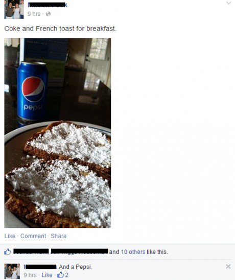 Did he spread coke on the french toasts?!