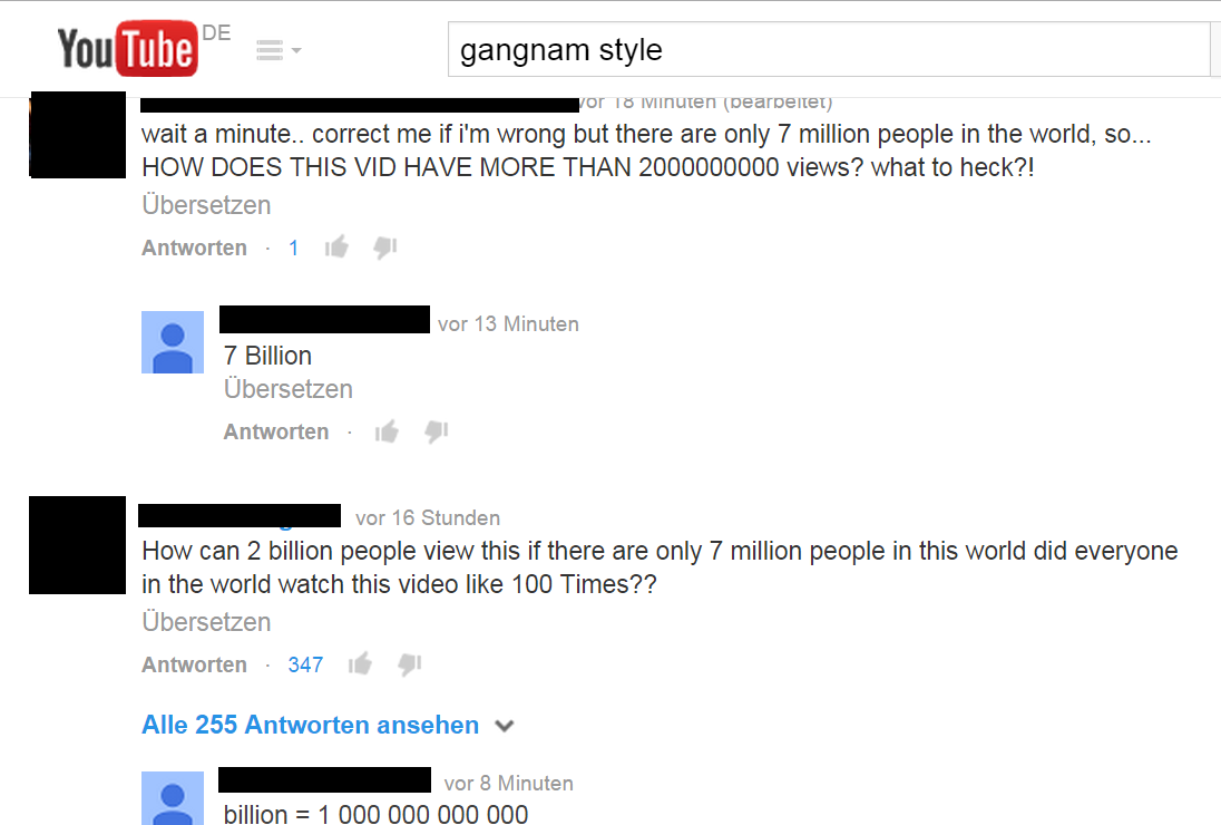 Srsly? Humanity... (Comments to Gangnam Style exceeding 2 Billion Views (OC)