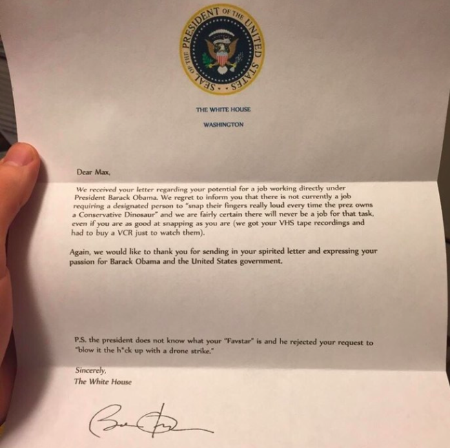 A letter from the White House
