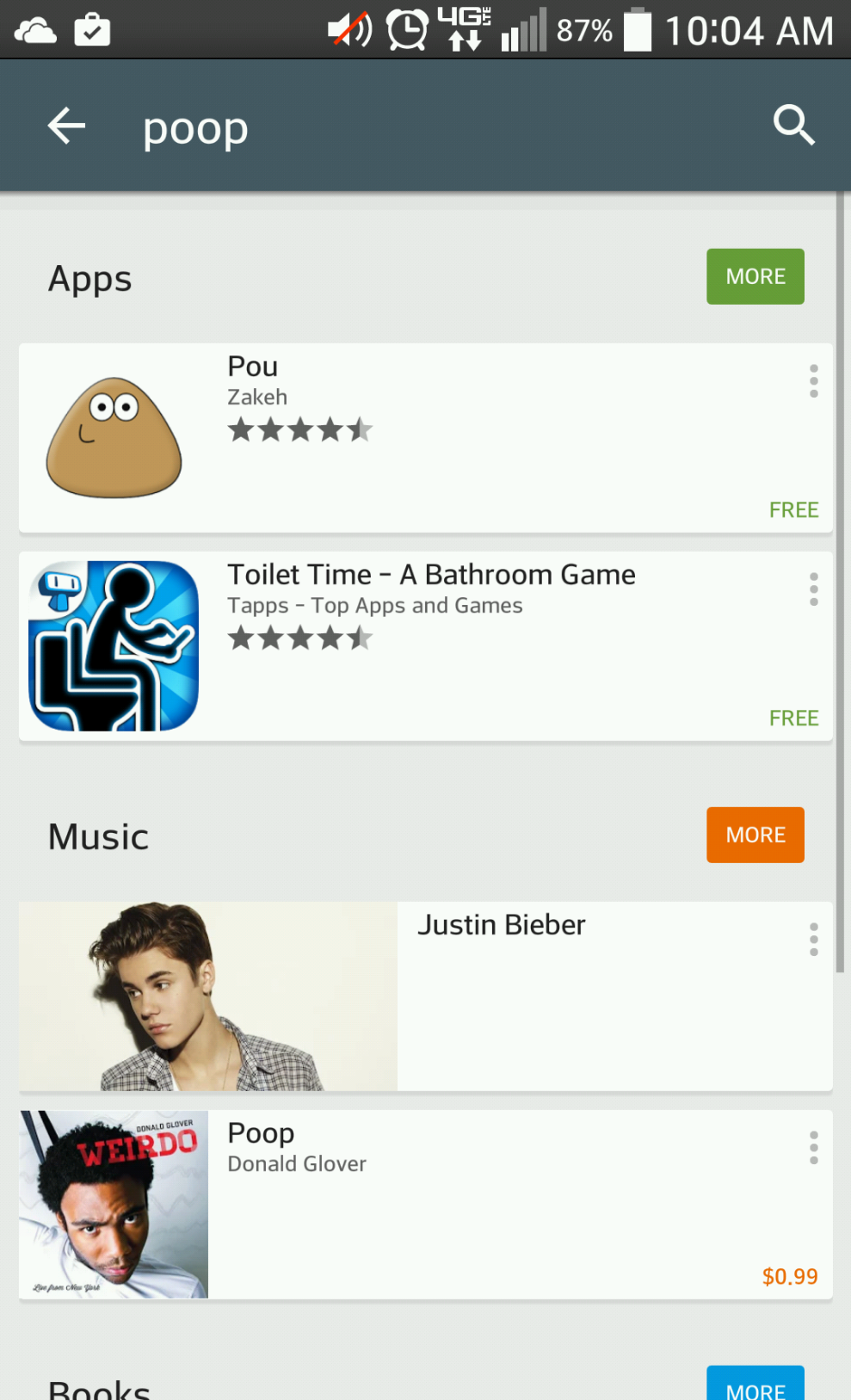 Searched for poop in Google play store. Was impressed with result.