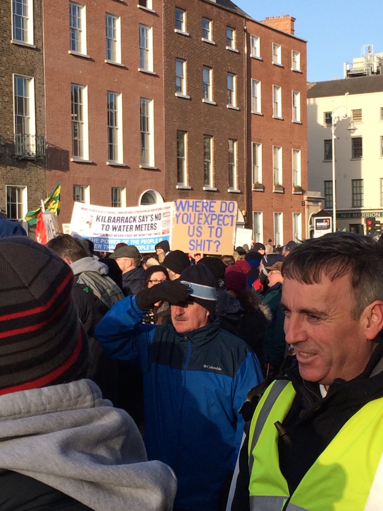 seen at the Irish water protest in Dublin yesterday.