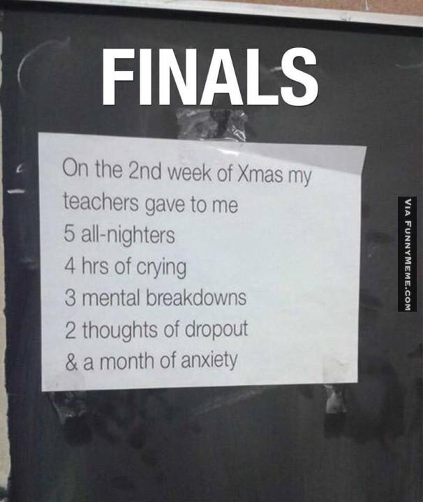 This sums up Finals Week quite nicely...