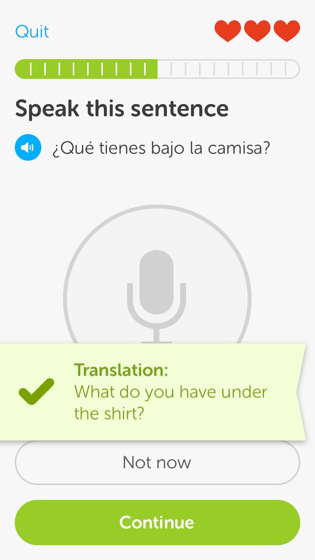 This Duolingo app is teaching me really important Spanish phrases