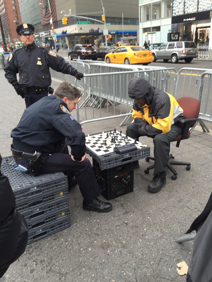 Cop beats black man in New York.