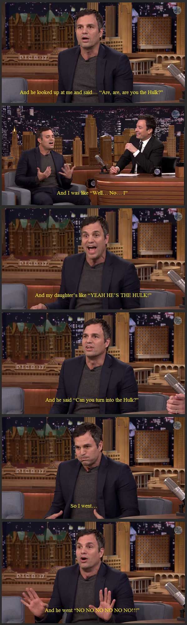 Mark Ruffalo about taking his daughter to preschool.