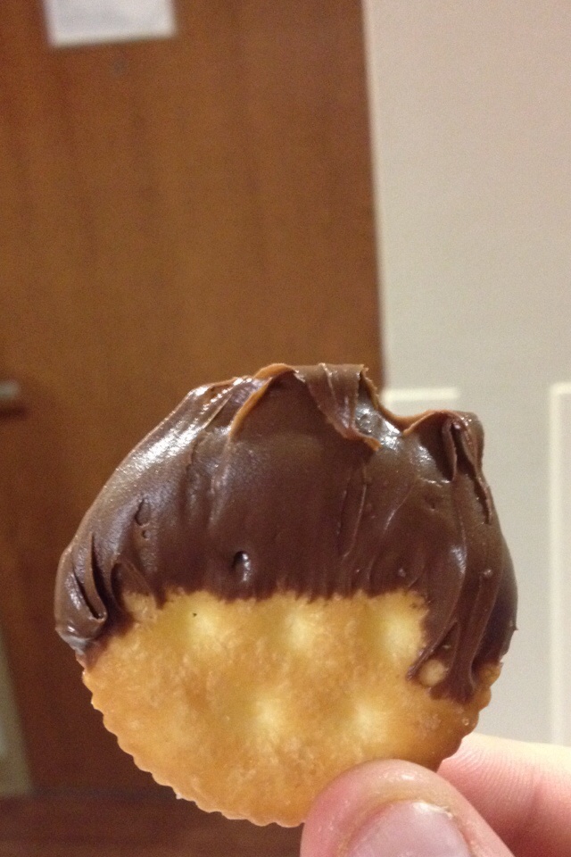 Tell me this Nutella covered Ritz doesn't look like it's about to present the evening news.