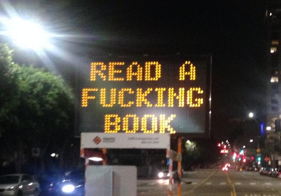 Traffic sign in L.A. hacked earlier today...