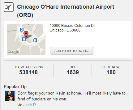 Chicago O'Hare Airport popular tip
