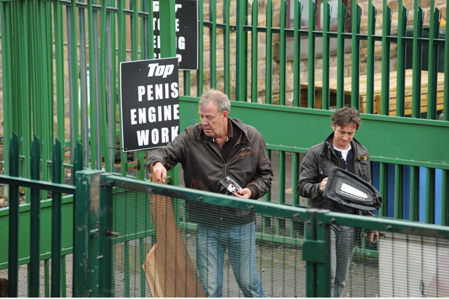Top Gear's "Penis Engine Work" sign