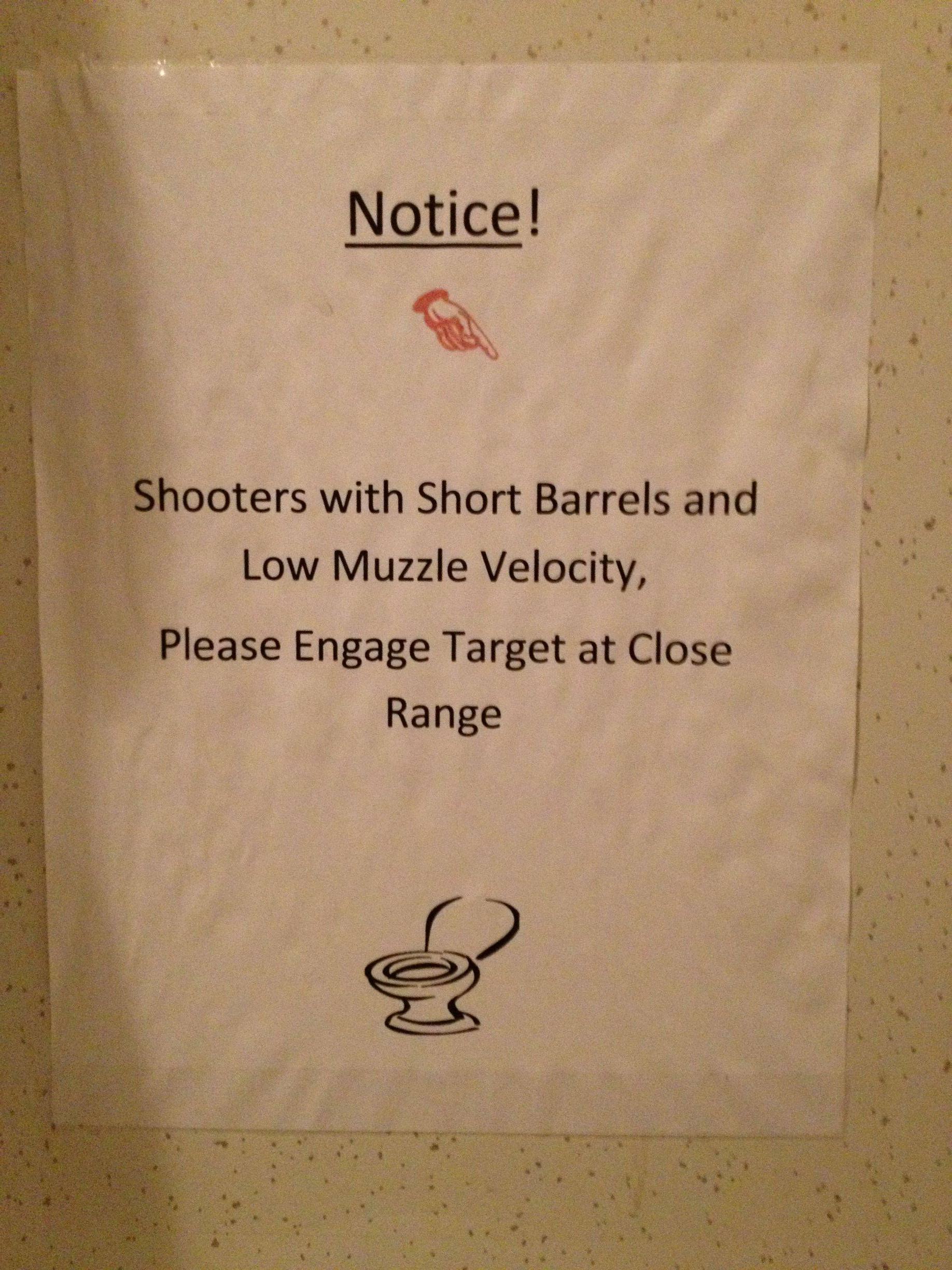In a shooting range bathroom
