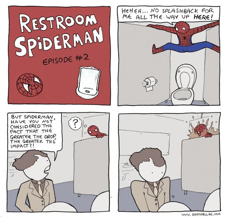 Spiderman goes to the bathroom