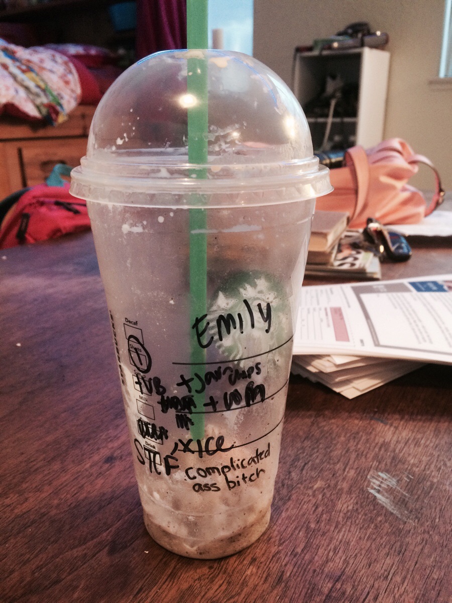 The correct response to people who order "custom" frappucinos at Starbucks.