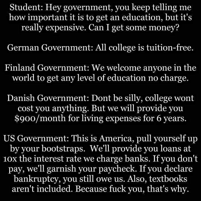 A student asks his government for money to go to college/university...