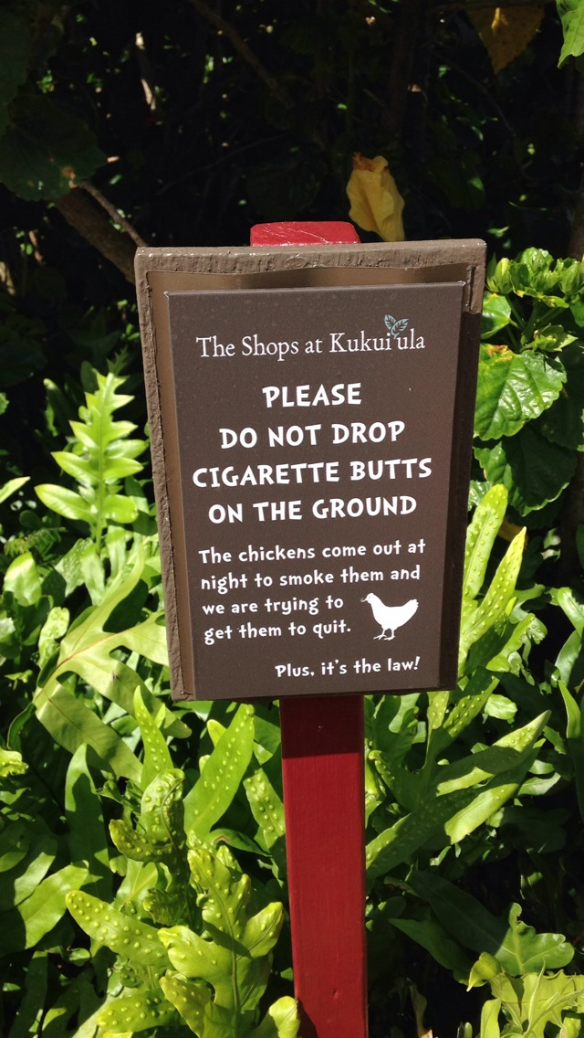 Sign at a mall in Hawaii