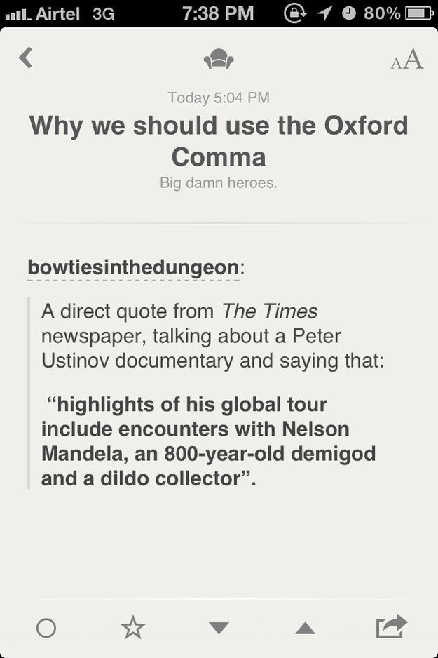 The consequences of the lack of the oxford comma... oh god!